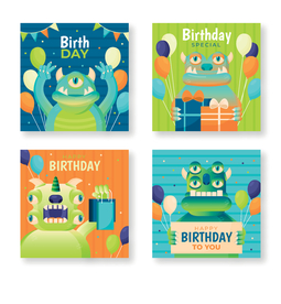 卡通小怪兽元素