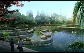 景观跌水效果图