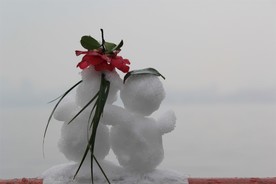 西湖边的雪人
