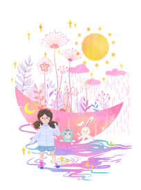 人物少女粉色插画背景素材