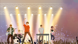 青春无悔舞台人物插画背景素材