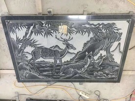 鹿竹线雕影雕