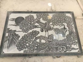 松鹤线雕影雕