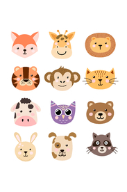 少儿卡通动物头像素材