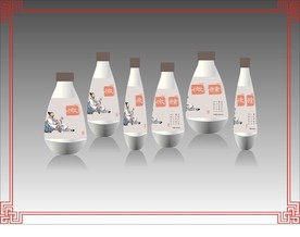 小酒瓶瓶贴复古中式原创效果图