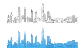 深圳地标地标性建筑矢量剪影