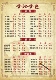 骨汤面点菜单