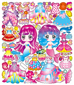 换装 贴纸 美少女  泡泡贴