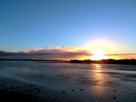 新西兰海滨夕阳风光