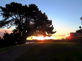 新西兰海滨夕阳风光