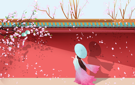 人物女性古风国风插画背景素材