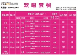 欢乐迪KTV餐单