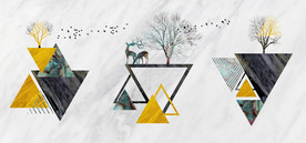 新中式几何多边形三角形装饰画