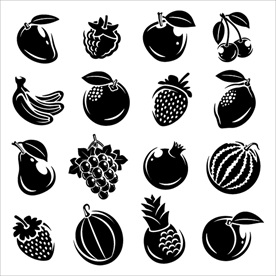 各种水果矢量剪影元素