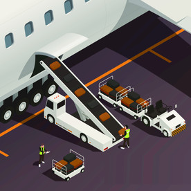 装卸飞机行李漫画海报