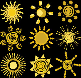 卡通风太阳金黄色光芒四射