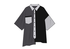 衣服不对称衬衣混搭衣服潮流服