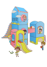 卡通滑滑梯幼儿园墙画