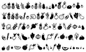 黑白矢量可爱蔬菜水果