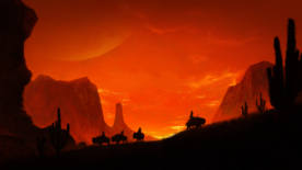 彩色动漫插画山坡风景