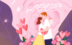 情侣人物插画卡通背景素材