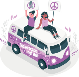 大巴车抗议人员