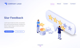 创意五星好评客户反馈插画设计