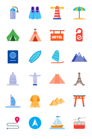 彩绘旅游图标