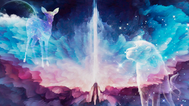 新现代梦幻麋鹿天空装饰画