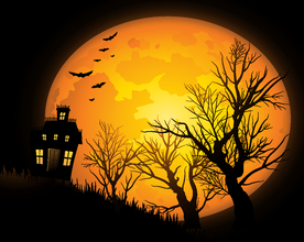 万圣节蝙蝠月夜
