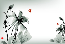 现代简约荷花灰色