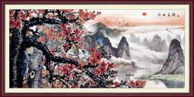 油画江山多娇山水画风景油画