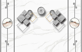 新中式几何背景墙