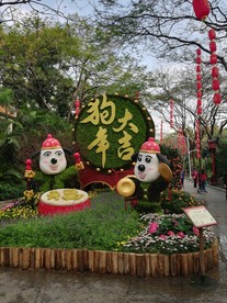 狗年大吉花艺雕塑