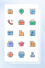 线性渐变填充商务类UI图标