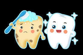 绘拿着牙刷的卡通牙齿