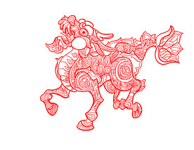 麒麟手绘线稿