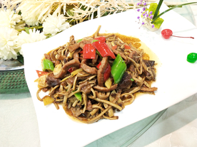 茶树菇炒牛柳