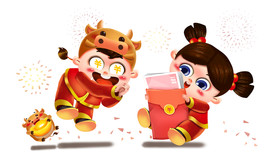 牛 牛年 2021 小牛 卡通