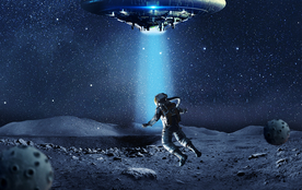 飞碟太空人宇宙背景素材psd