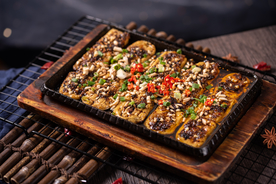 铁板豆腐美食食材背景海报素材