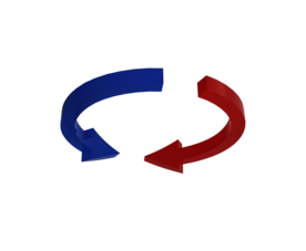 蓝红立体3D箭头