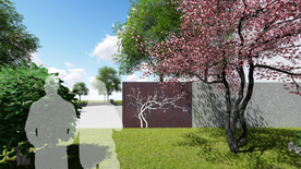 户外景观墙效果图