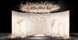 香槟色舞台展示区合影区