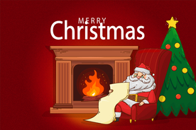壁炉旁的圣诞老人