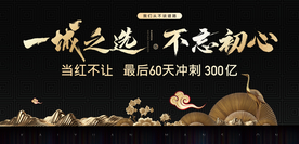 地产中式黑金展板海报