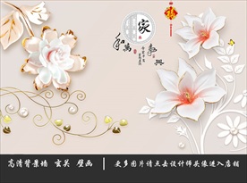 家和万事兴3D电视背景墙