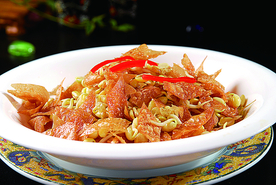 南北热菜豉油豆芽炒烙馍