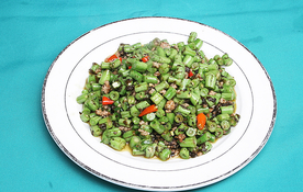 淮扬菜榄菜肉松豆角