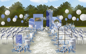 蓝色户外婚礼效果